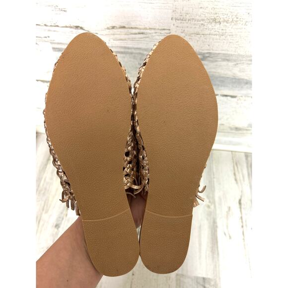 Coconuts by Matisse Women’s 7 Gold Leather Boho Slip-On Flat Sandals NEW - Picture 6 of 7